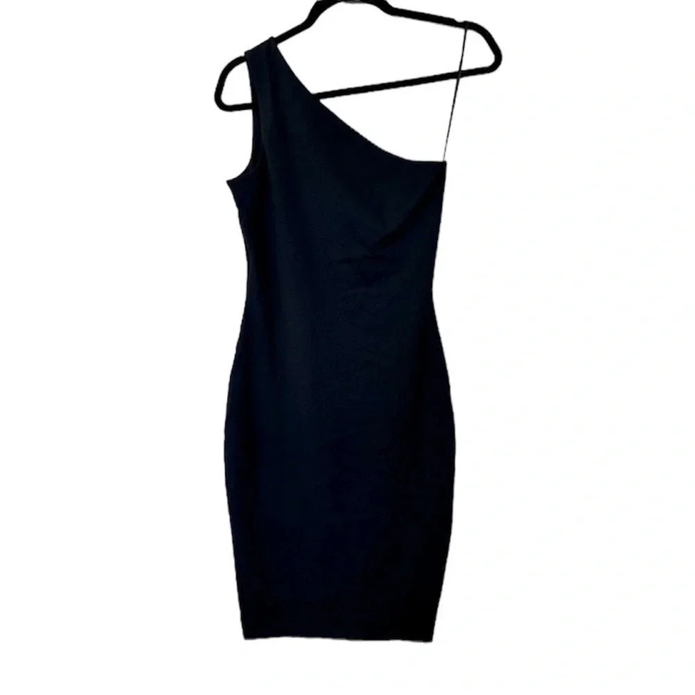 Susana Monaco One Shoulder Bodycon Dress in Black Women's Knee Length Size S NWT